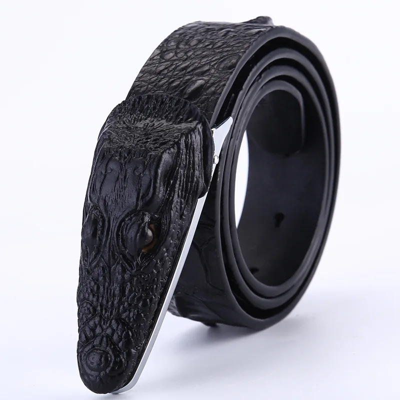 

Fashionable new men's 100% leather belt 4.0 wide alligator belt men's trousers belt cinturon hombre corset belt Big size 130 cm