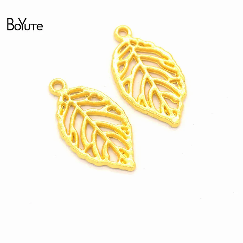 BoYuTe (50 PiecesLot) Metal Alloy 2715MM Hollow Out Leaf Pendant Charms Diy Hand Made Jewelry Accessories Wholesale (4)