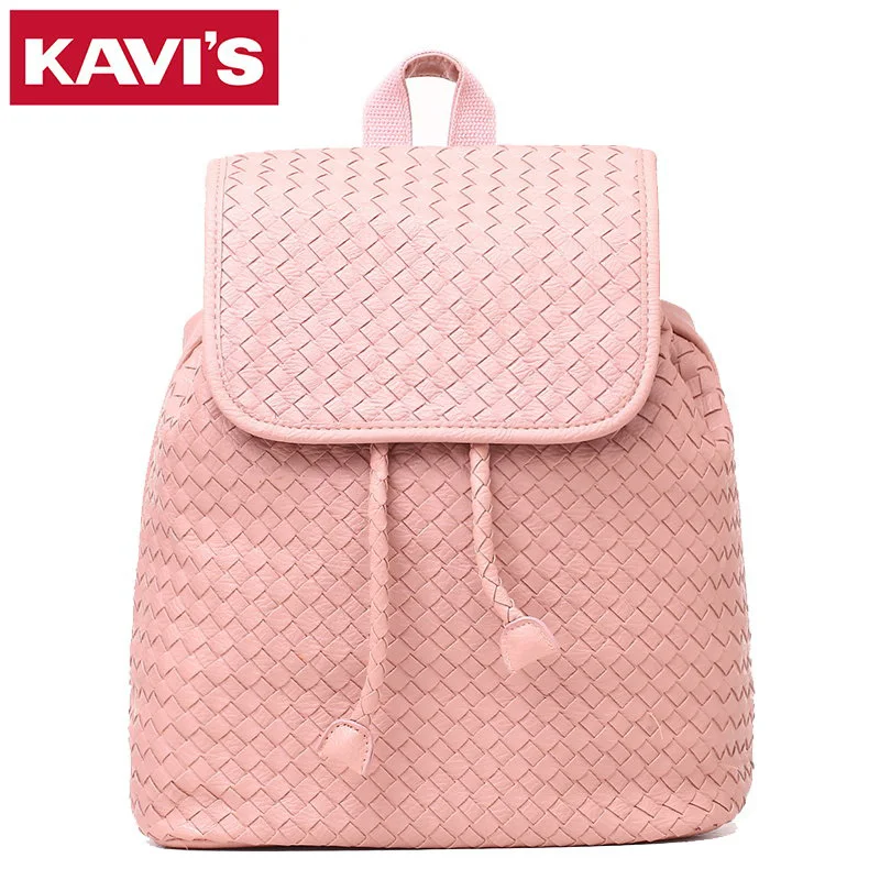 2017 New Fashion High Quality PU Leather Backpack Simple Style Weave women Kit Bag Travel School