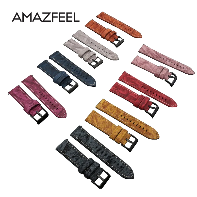 Ремешок кожаный для часов Amazfit цветной плетеный браслет с кожаной петлей BIP PACE