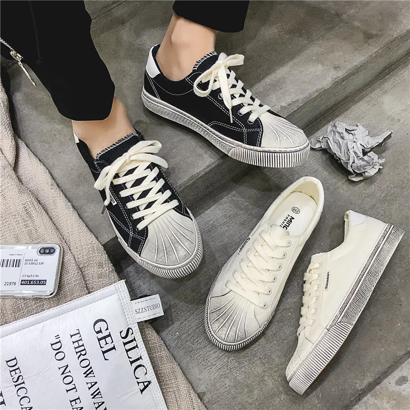 Shell Head Canvas Shoe Male Low Help Han Small Edition Shoes Men Schoolboy Skate Shoes 2019 Season Trend Shoes Zapatos De Hombre