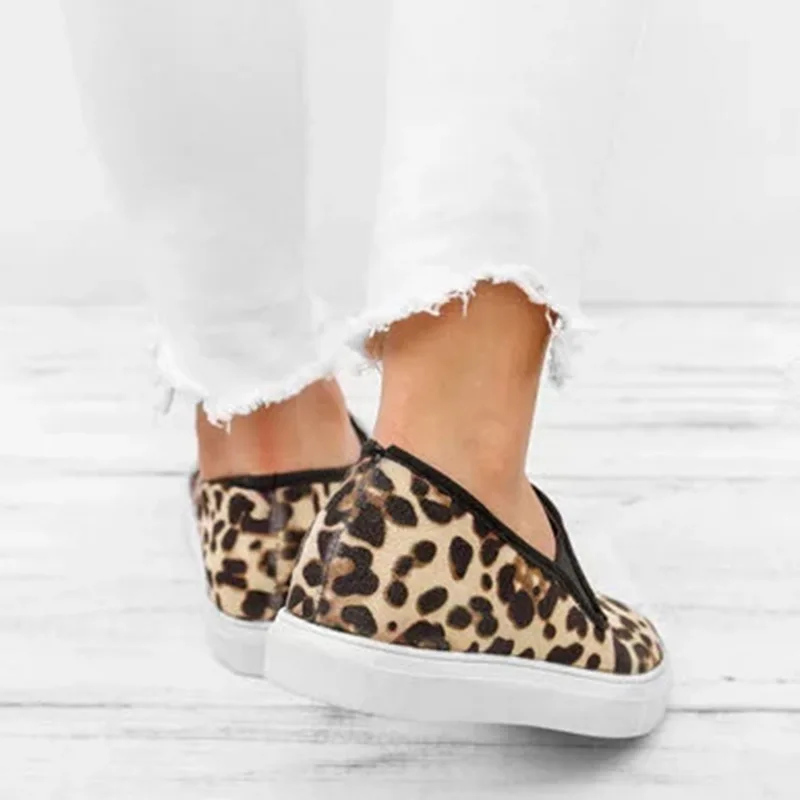 SHUJIN г., женская обувь на плоской подошве с леопардовым принтом модная повседневная обувь без застежки с круглым носком Новая повседневная обувь в рыбацком стиле на плоской подошве