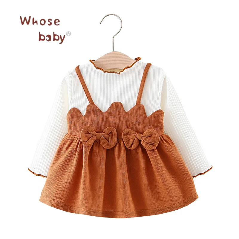 Ins Hot Sale Baby Bow Dress 2018 Spring New Long Sleeve Dresses For