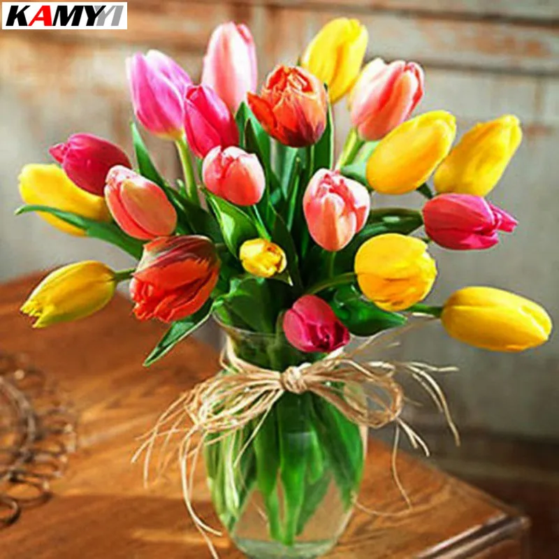 

Full Square/Round 5d Rhinestone Diamond Embroidery flower DIY Diamond Painting tulip Diamond Mosaic Pattern Beads Embroidery YLZ
