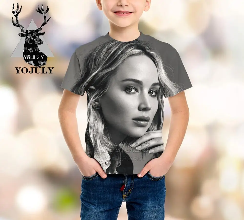 20 YOJULY Jennifer Lawrence actor harajuku boys girls teens 3D print kids clothes children's t shirt hot sela Fashion Modis A299 - Цвет: 20