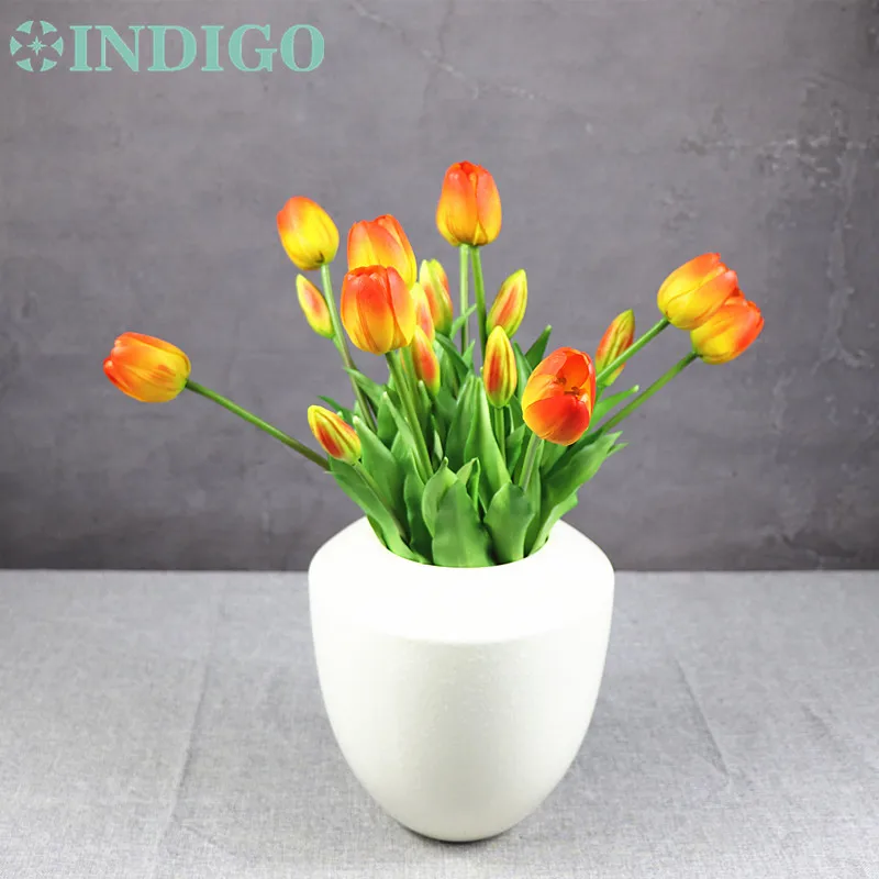 

Real Touch Silicone Orange Tulip High Quality Holland Tulip Bouquet Home Artificial Flower Wedding Flower Party Free Shipping