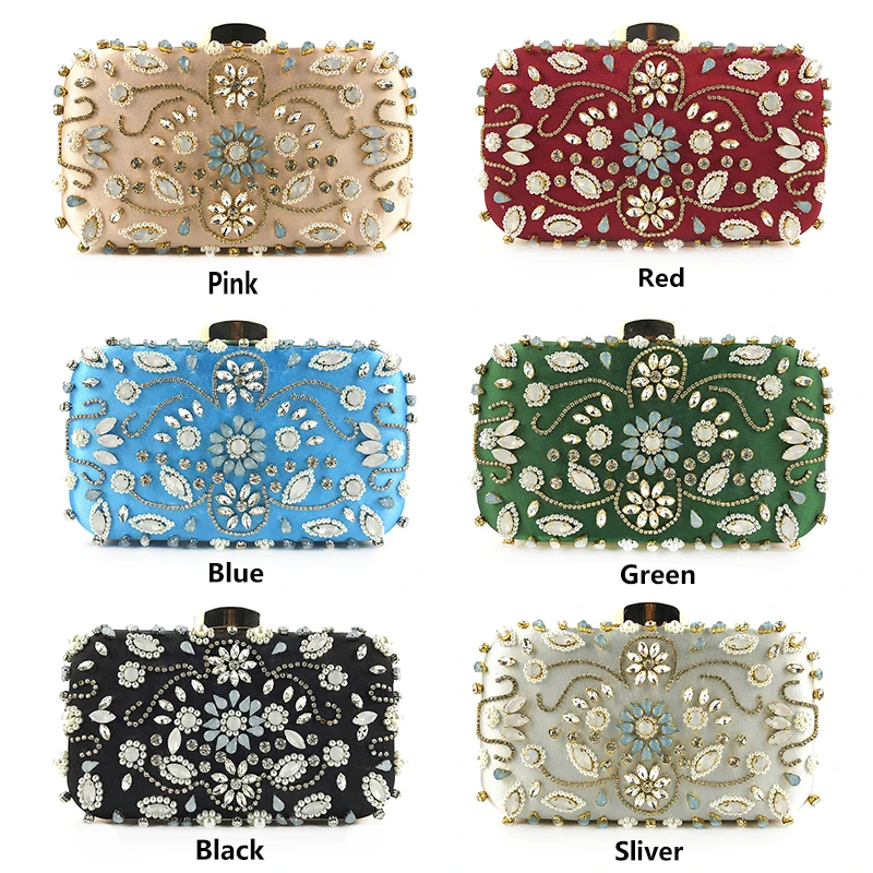 Luxy Moon Beaded Evening Clutch Purse Available Colors