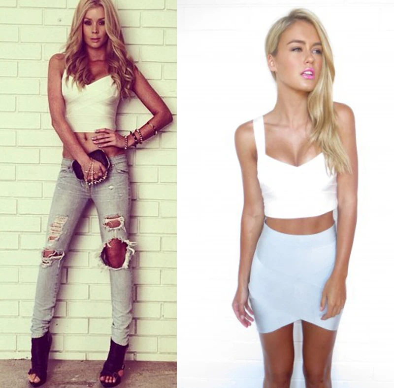 2019 new arrivals womens elastic bandage crop top spaghetti strap busty solid candy color v-neck hot sale  EV1529