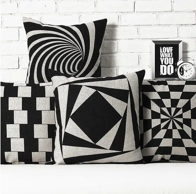 Скандинавское черно-белое постельное белье с геометрическим узором