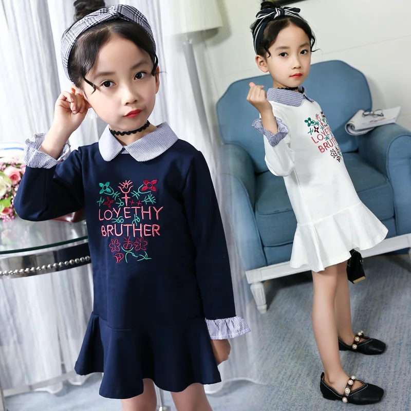 2018 new fashion spring girls dresses baby 3 14 years old embroidery ...