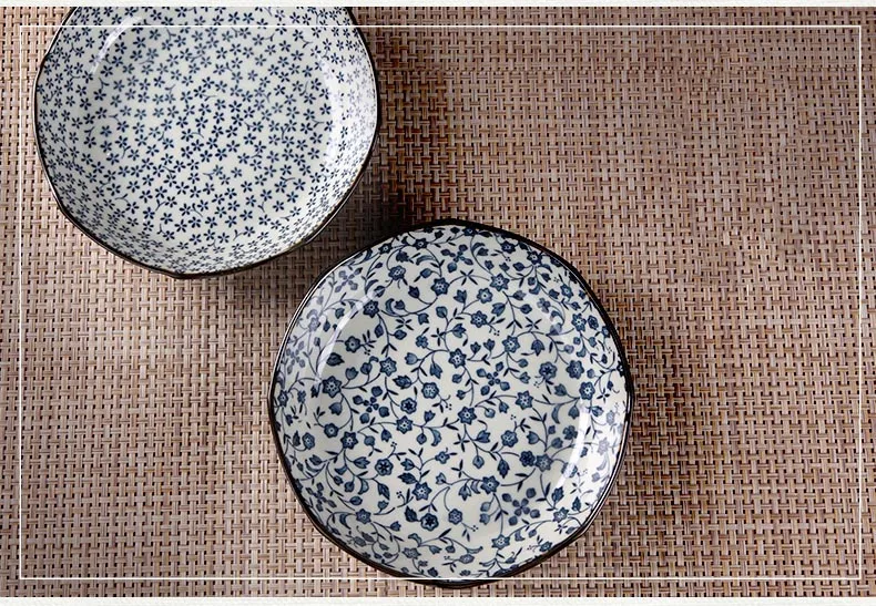 6,2 дюймов японская керамическая посуда подглазурная синий и белый фарфор обеденная тарелка домашнее блюдо для стейка Ресторан закуски суши поднос