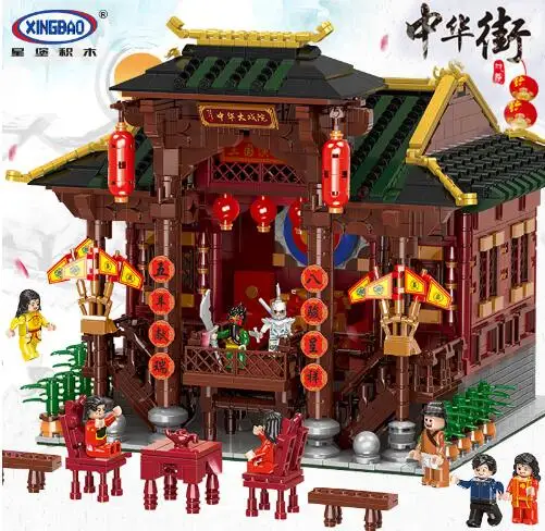 

XINGBAO 01020 3820Pcs Chinese Building Series The Chinese Theater Building Blocks Bricks Kids Toys Model Birthday Gifts