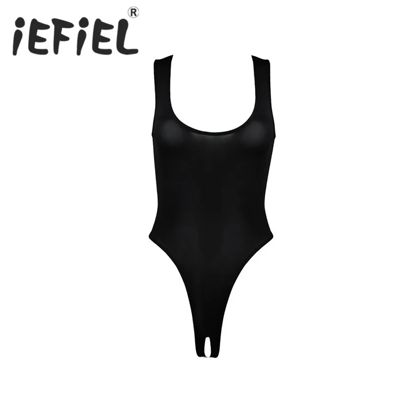 

iEFiEL Womens Sexy Lingerie Night Erotic Teddies Bodysuit Sleeveless High Cut Thong Leotard Bodysuit Underwear with Open Crotch