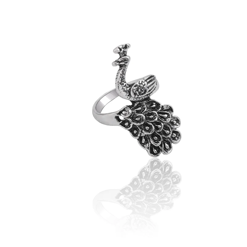

Gothic Titanium Steel Ring Men Punk Peacock Peahen Rings For Women Vintage Antique Silver Animal Finger Biker Ring Anillos Mujer