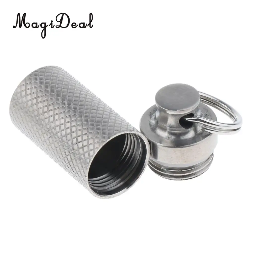 Portable Waterproof Titanium Pill Box Case, Mini Capsule Container Keychain for Camping, Hiking, Travel, Backpacking, Climbing