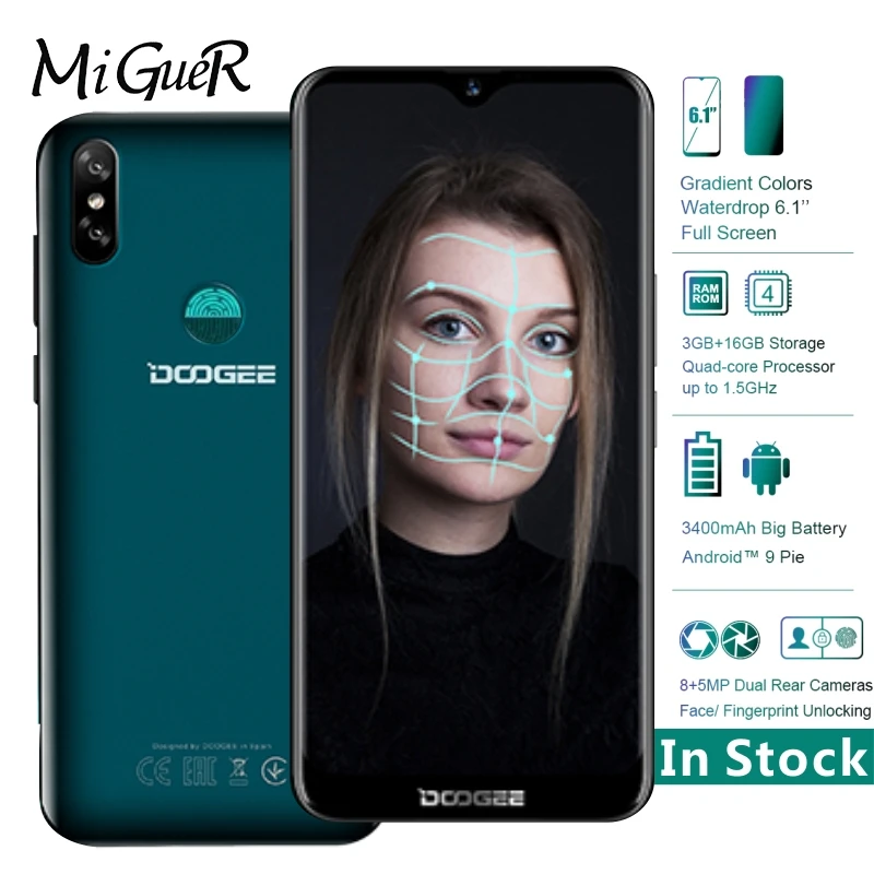 DOOGEE Y8 6 1 дюйма FHD 19:9 экран дисплей Android 9 0 MTK6739 четырехъядерный 3 ГБ + 16 Гб 8.0MP 3400 мАч