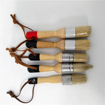 

DIY 5PC Hand tool set Wooden Handle Chalk Paint Pointed Brush Bristle Chalk Oil Paint Painting Wax Brush Artist Art Supplies
