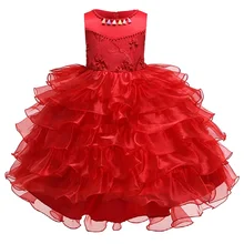 Новинка; летнее пышное платье принцессы для девочек; детское модельное вечернее платье для подиума; детское свадебное платье с вышитым бисером цветком для девочек