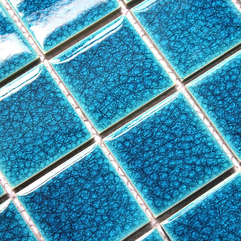 Ceramic mosaics blue crackle tiles glazed porcelain swimming pool