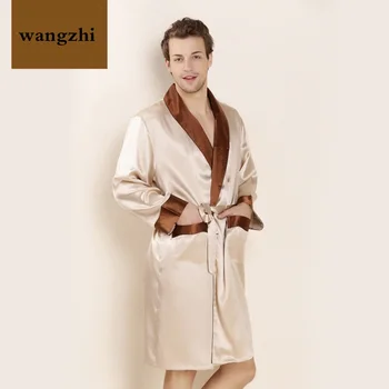 

Autumn and winter silk hotel bathrobes grey for men customize logo wholesale