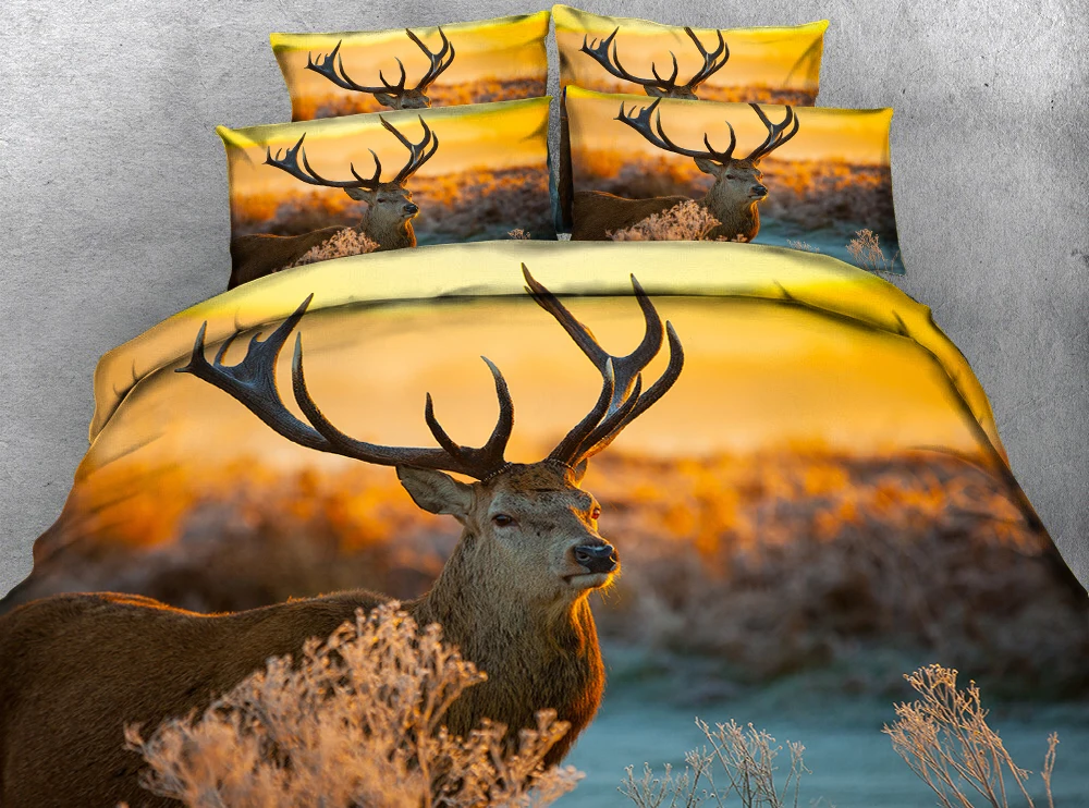 

Reindeer under dusk 3d effect photo bed linen can be customized photo pattern