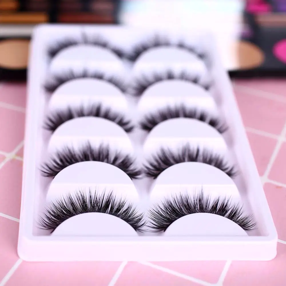 5 pairs Real Mink Eyelashes 3D Natural False Eyelashes 3d Mink Lashes Soft Eyelash Extension Makeup Kit