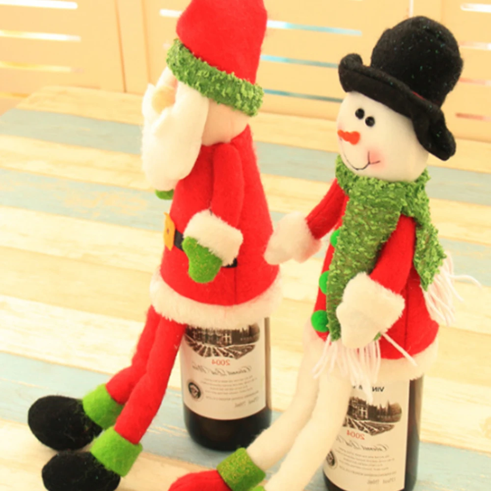 1 шт. Санта-Клаус/Рождественский Снеговик крышка для бутылки с красным вином Сумки Украшение обеденного стола домашние Декорации для вечеринок рождественские подарки игрушки