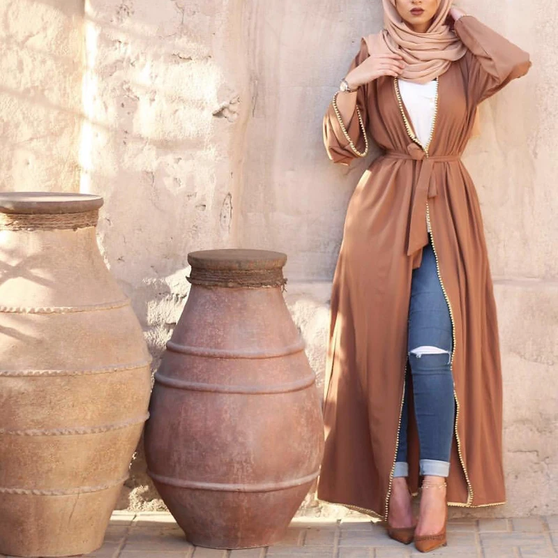

Abayas For Women Kaftan Abaya Dubai Islam Pearls Muslim Kimono Cardigan Hijab Dress Caftan Marocain Turkish Islamic Clothing