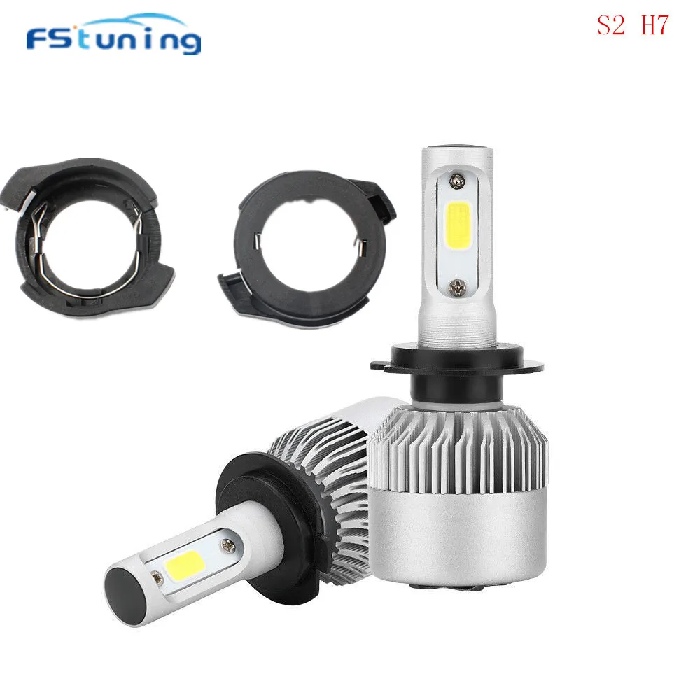 FStuning S2 LED hedlight Bulbs H7 With H7 bulb Holder Adapter Lamp Base
