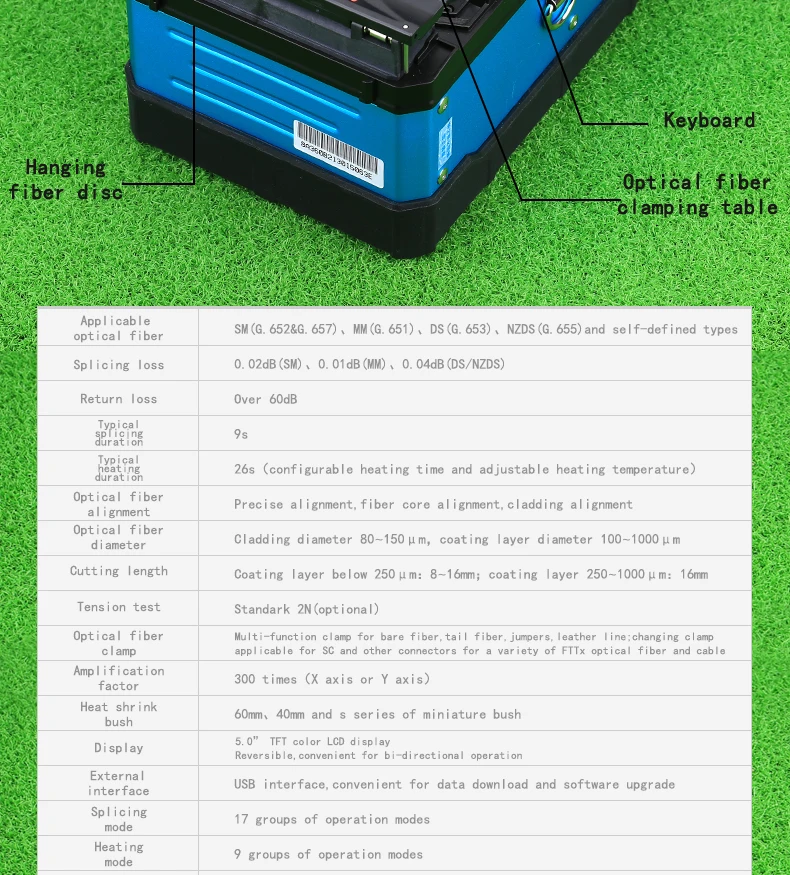 KELUSHI FTTH автоматическая машина для сращивания оптического волокна FS-60F волоконно-оптические сплайсеры сварочная машина для сращивания синего цвета