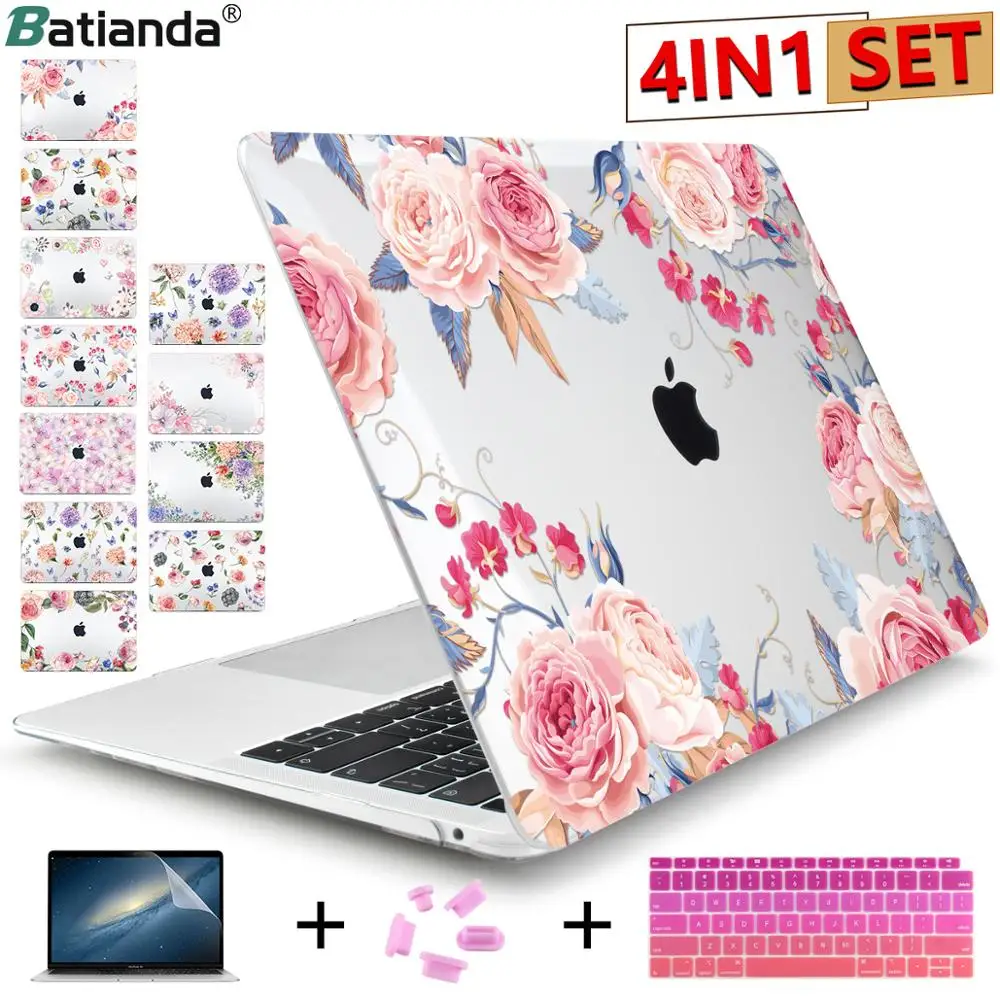

Floral Laptop Case for Macbook Air 11 13 13.3 2018 Hard Plastic Cover Sleeve for macbook New Pro 12 13 15 with Touch Bar Retina