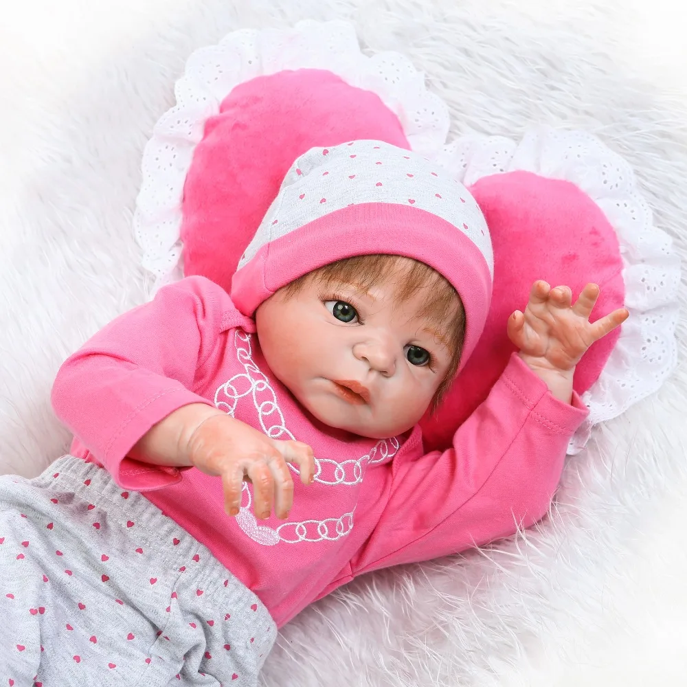 

NPK Realistic dolls reborn 23" girl body Full silicone reborn baby rooted hair Bebes reborn menina de silicone menina 55