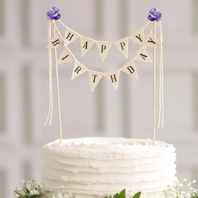 1 Ensemble Rose Violet Gateau Topper Anniversaire Banniere Mariage Anniversaire Fete Gateau Decoration Bebe Douche Fete Fournitures Aliexpress