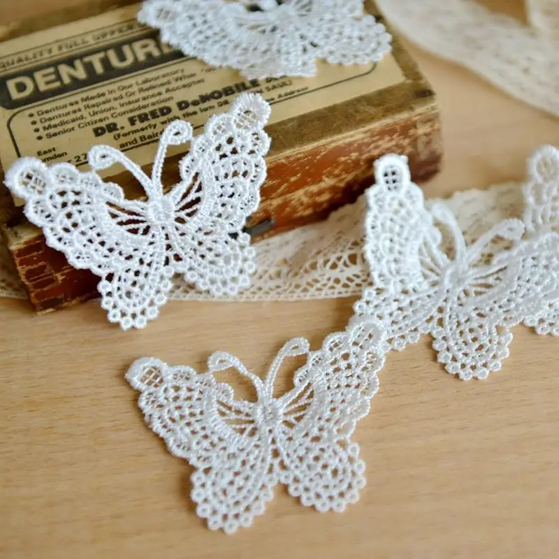 

Lace clothing accessories exports fine white bow soluble lace embroidery (piece)