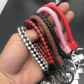 

Bycobecy 2020 Fashion New Woven Leather Rope Car Logo Men And Women Creative Car Key Creative Holder Key Package Key Holder