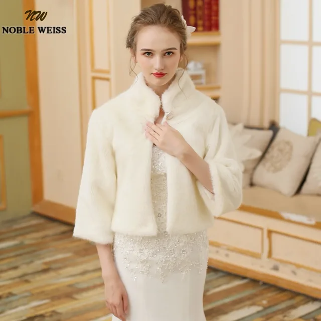 High Collar Wedding Accessories Women Light Champagne Faux Fur High Collar Wedding Accessories Women Light Champagne Faux Fur Jacket Bridal Shawl Wrap Stole Shrug