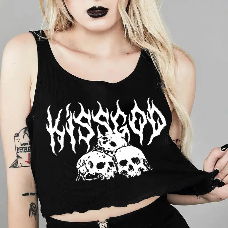 

Summer Women Tanks Sleeveless Casual Loose Sexy loose Tops Skull Print Vest Women Tank Tops Female Shirts Mujer