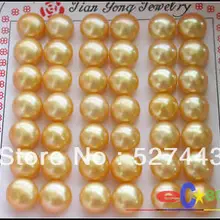 > 21 пара 10 мм желтый круглый fw жемчужные серьги