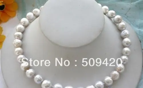 

Free Shippinglustre 17" 11mm white almost round keshi reborn PEARL NECKLACE