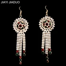 Jiayi jiaduo glamour indio para mujeres ornamentos vintage pendientes largos accesorios de la ropa de la boda del banquete regalo dropshipping