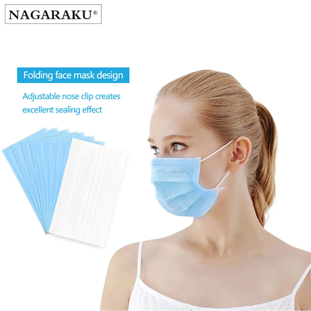 

NAGARAKU 20pcs Disposable Medical Mouth Surgical Face Mask for artist use white blue color Mouth mask Breathable Filtering air