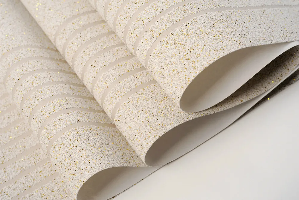 

Morden Style Natural Textures Real Vermiculite White Gold Glitter Mica Wallpaper For Office Decoration Home Hotel Wall