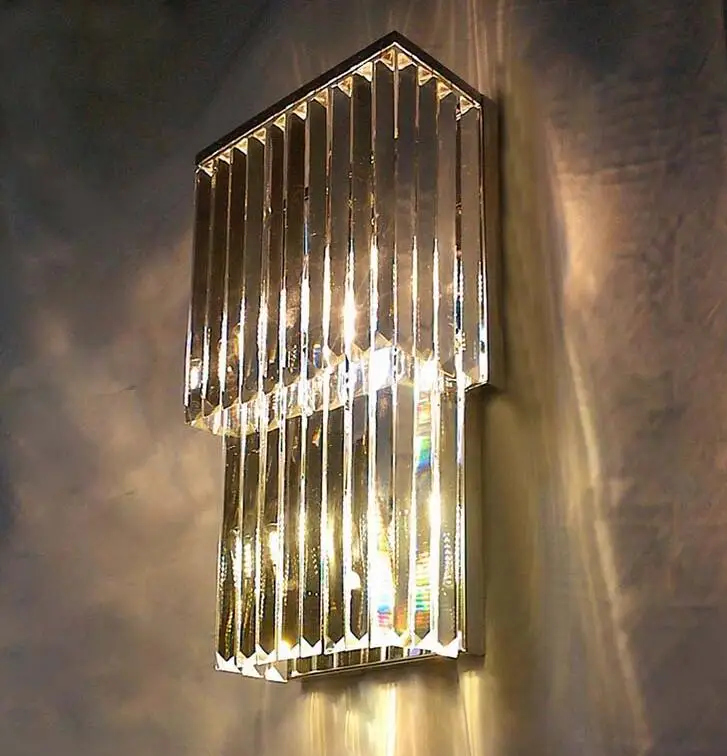 

Can be customized high-grade crystal wall lamp triangle high-grade villa lamp stainless steel hotel engineering lamp FG840