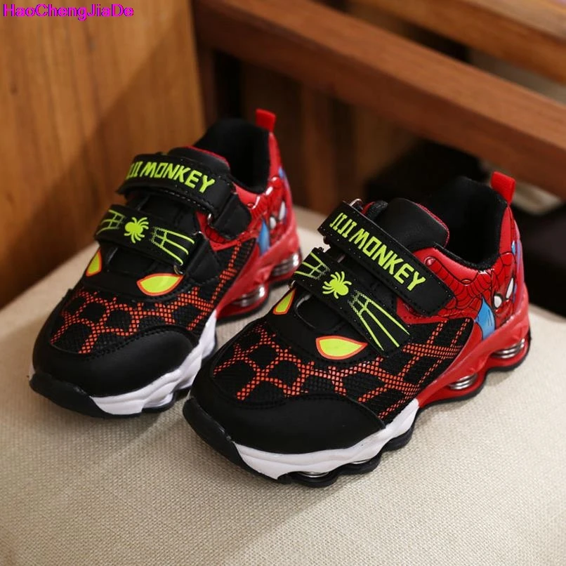 

HaoChengJiaDe Spring Spiderman Baby Boys Sneakers Leather Shockproof Fashion Children Sports Shoes Casual Cartoon Kids Shoe Flat
