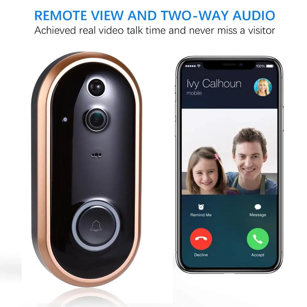 

Smart WIFI Doorbell Intercom 1080P Video Ring Door Bell With Camera IR Entry Door Alert Wireless Security Door Call Video Eyes