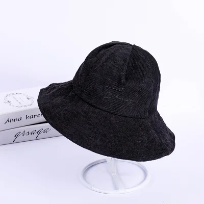 Новая Корейская версия ведро Мужские Женские шапки модная вышитая буква открытый широкий с полями, солнце кепка Повседневная Складная Рыбацкая шляпа - Цвет: Black