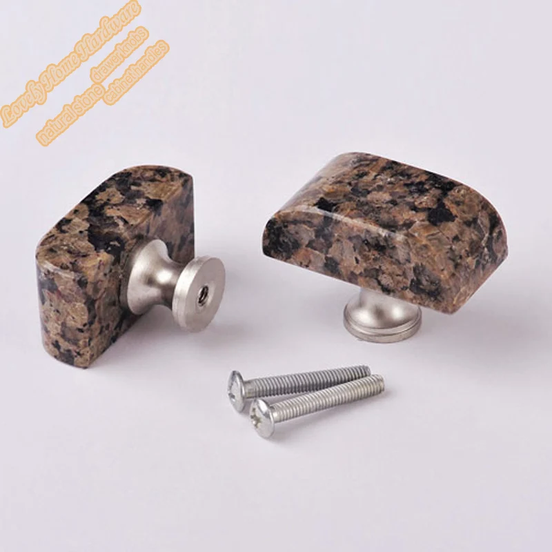 Stone Cupboard Knob and Furniture Dresser Knobs and Handles,Tropical Brown Granite w