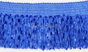 

Sapphire Color 10CM Width Polyester Bling Bling Sequins 13Yards Latin Dance Apparel Thin Line Fringe Lace Trims Manual Accessory