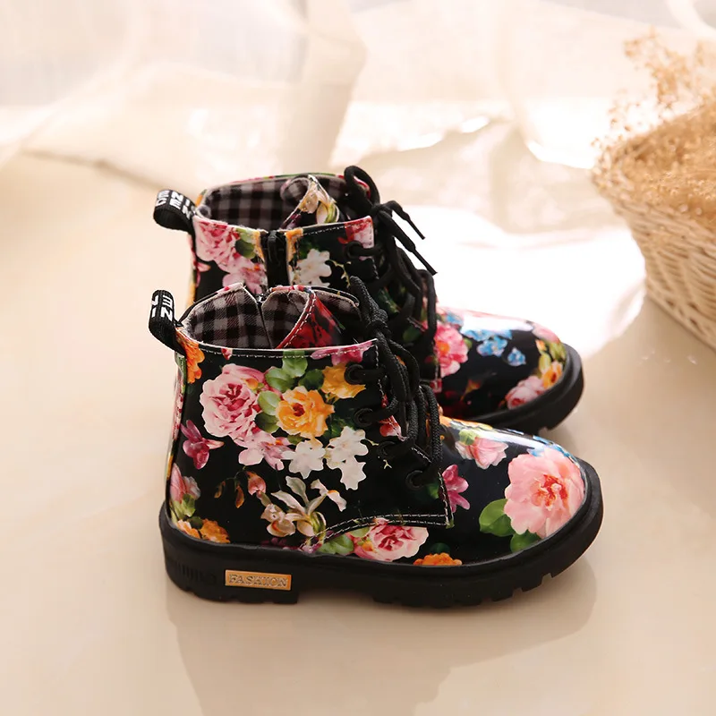 floral flor imprimir botas crianças botas sapatos