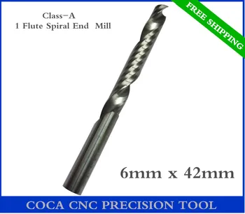 

6mm*42mm,Freeshipping CNC Solid carbide woodworking router bit,Tungsten Class-A1 Flute end mill,MDF,PVC,Acrylic,milling cutter